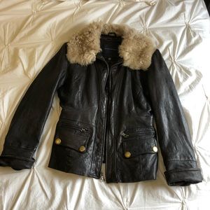 Banana Republic Leather Moto jacket with faux fur